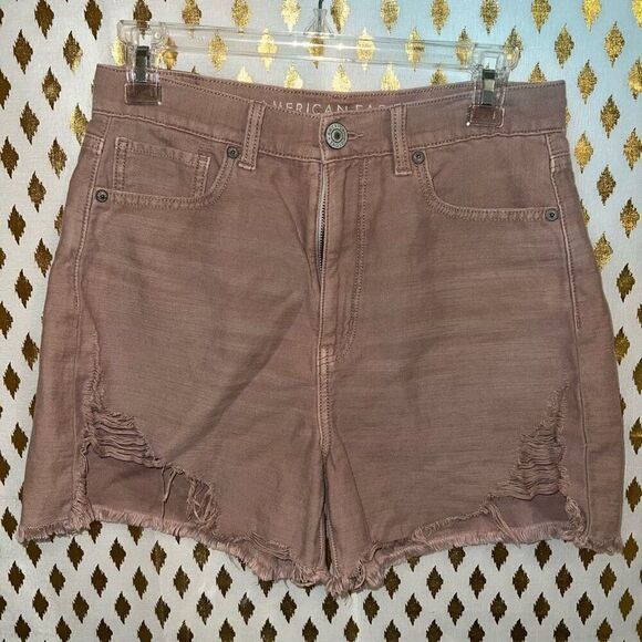 AE American Eagle High highest Rise Mom Short Shorts Distressed Old Rose size 6 - Picture 1 of 3